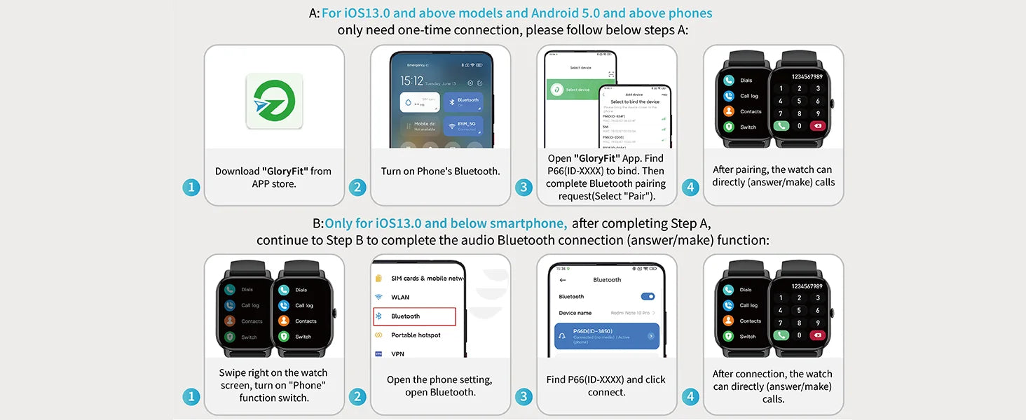 Jxrev Smart Watch, 1.85" Sports Watch for IP68 Waterproof, 110+ Sport Modes, Fitness Activity Tracker, Ultra Thin Watch.