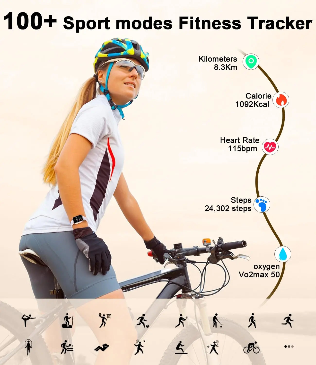 Black Fitness Smartwatch 1.85-inch