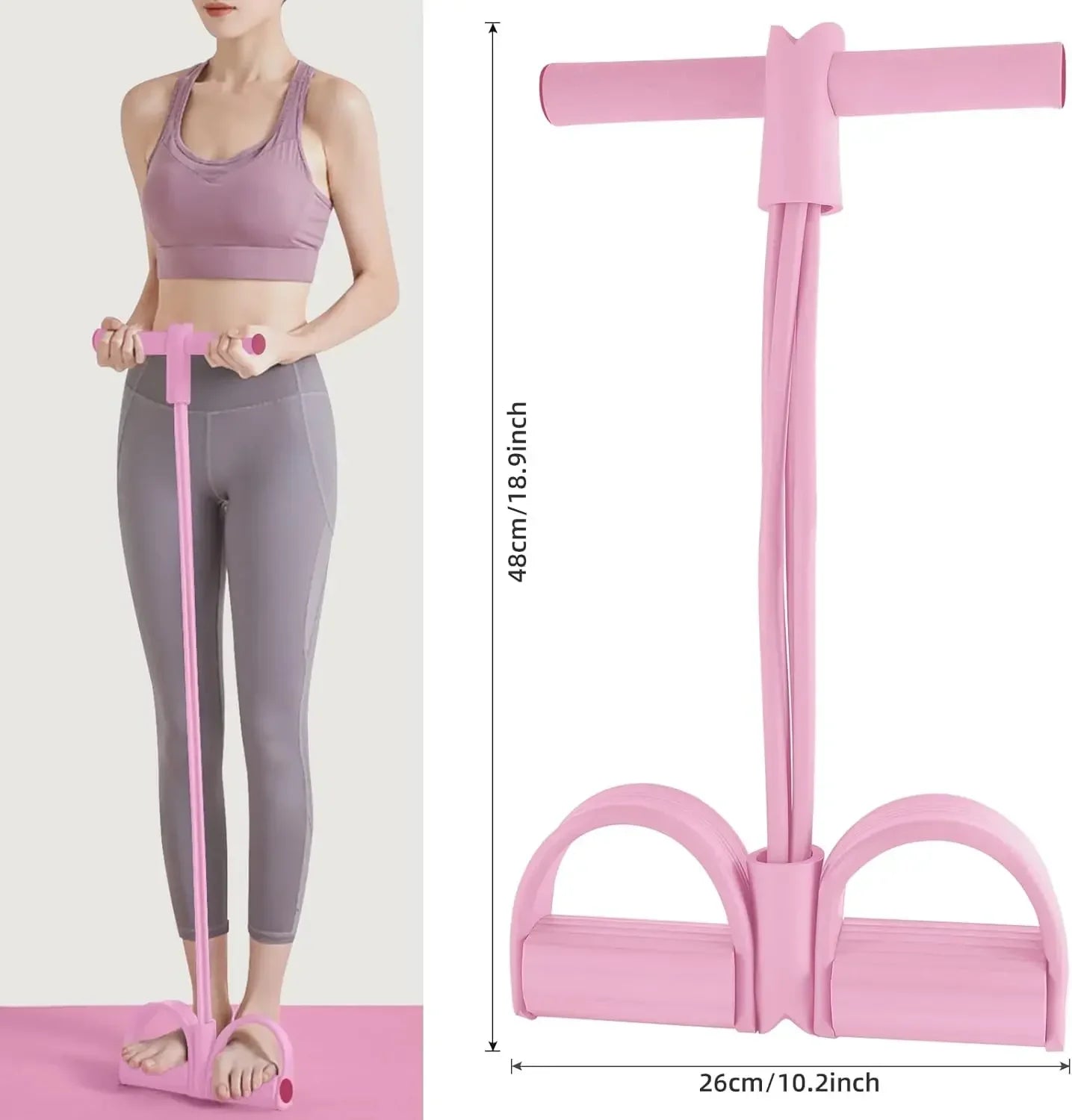 4-Level Resistance Band Tensioner with Non-Slip Handles - Home Fitness Equipment for Abdominal Muscle Training Yoga Abdominal