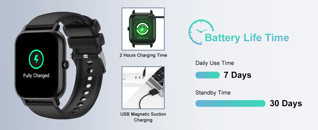 Jxrev Smart Watch, 1.85" Sports Watch for IP68 Waterproof, 110+ Sport Modes, Fitness Activity Tracker, Ultra Thin Watch.