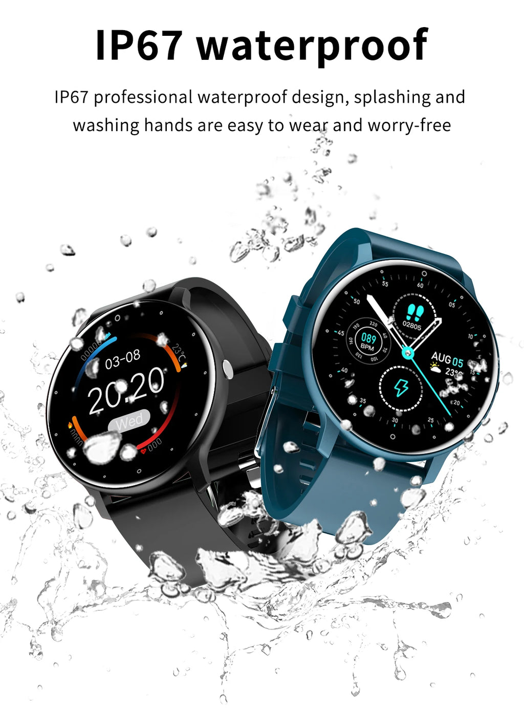 LIGE Smart Watch Men Women Full Touch Screen Sport Fitness Watch Man IP67 Waterproof Bluetooth Call For Android IOS Smartwatches